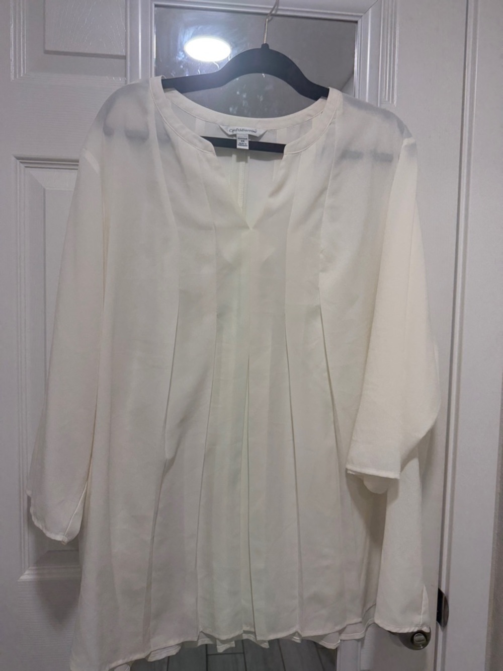 croft & barrow White Blouse with Black Trim